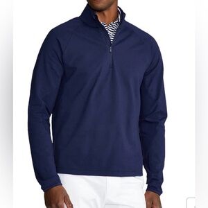 NWT RLX Ralph Lauren Mockneck Techy Terry French Navy Mens L Golf 1/2 Zip $188